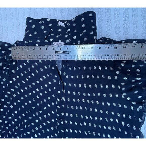 Nanette By Nanette Lepore Womens XL Metallic Polka Dot 3/4 Sleeve Blouse Navy - Picture 5 of 9